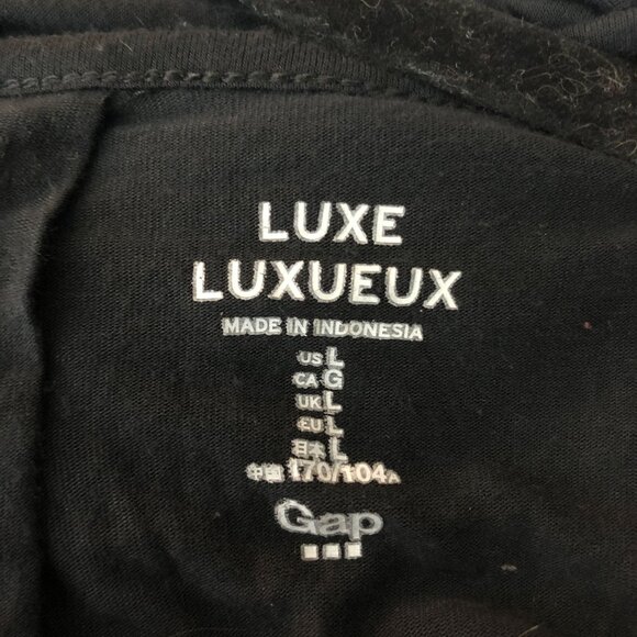 Gap Luxe Womens Long Sleeve Black Top Pleated Scoop Neck Size L - Picture 3 of 5